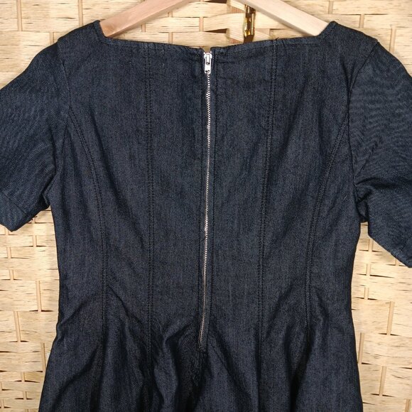Anthropologie Pilcro Short-Sleeve Square-Neck Denim Mini Dress Babydoll NWT XS - Picture 6 of 11